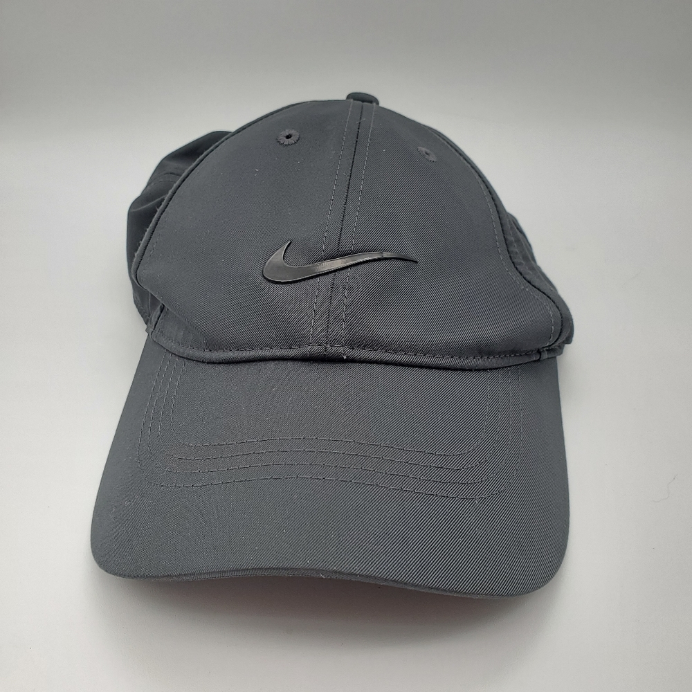 Nike Golf Dri-FIT Swoosh Front Cap. Likenew Charcoal Grey Blk Swish Adjustable